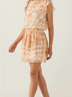 Ella Rafaella Beach Seashell Print Ruffle Short Dress - Small - NWT
